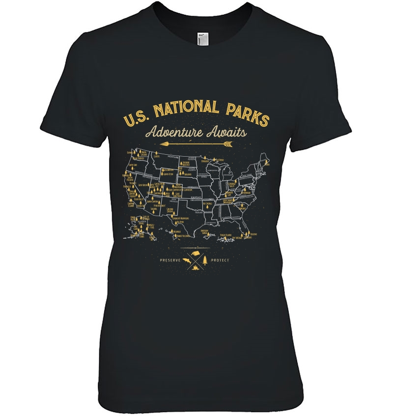 National Parks Map Camping Tshirt Women Men Hiking Hoodie