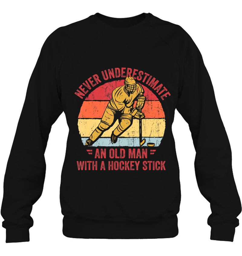 Never Underestimate An Old Man With A Hockey Stick Mugs