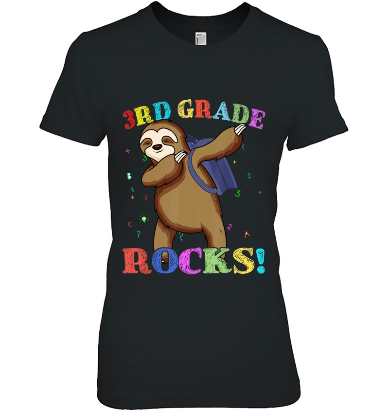 Sloth Dabbing 3Rd Grade Rocks Gift First Day Of School Kids Ladies Tee