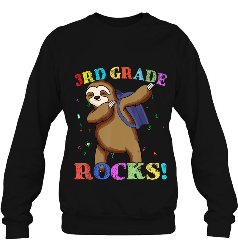 Sloth Dabbing 3Rd Grade Rocks Gift First Day Of School Kids Sweatshirt