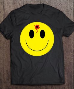 Smiley Face Bullet Hole Funny Men Women Happy Gift Tee