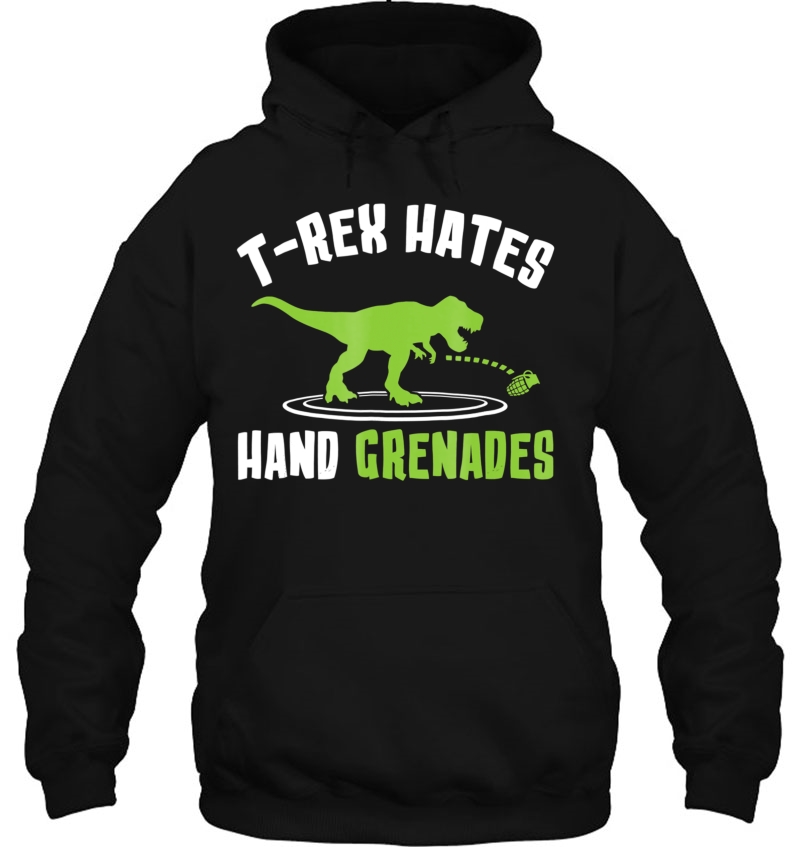 T-Rex Hates Hand Grenades Military 21536 Hoodie