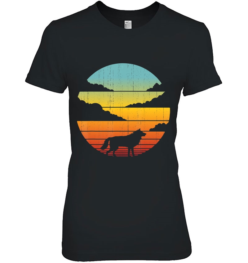 Wolf Retro Vintage Style 60S 70S Men Women Gift Animal Lover Ladies Tee