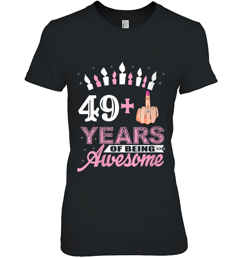 Womens 50Th Birthday Gift Idea I Am 49 Plus Middle Finger Christmas V-Neck Hoodie