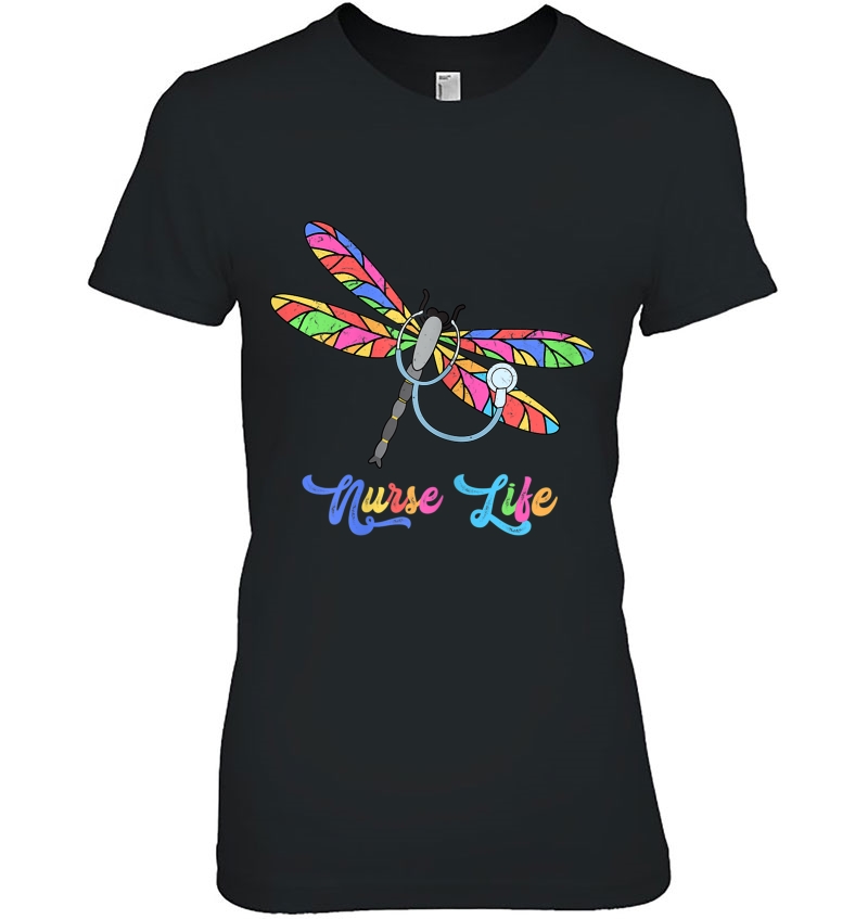 Womens Colorful Dragonfly Nurse Life Hoodie