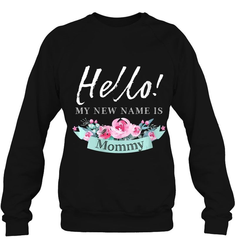 Womens Hello My New Name Is Mommy Funny Baby Reveal Novelty Gift V-Neck Mugs