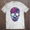 Calavera Sugar Skull Dark Flowers Mexican Holiday Tee