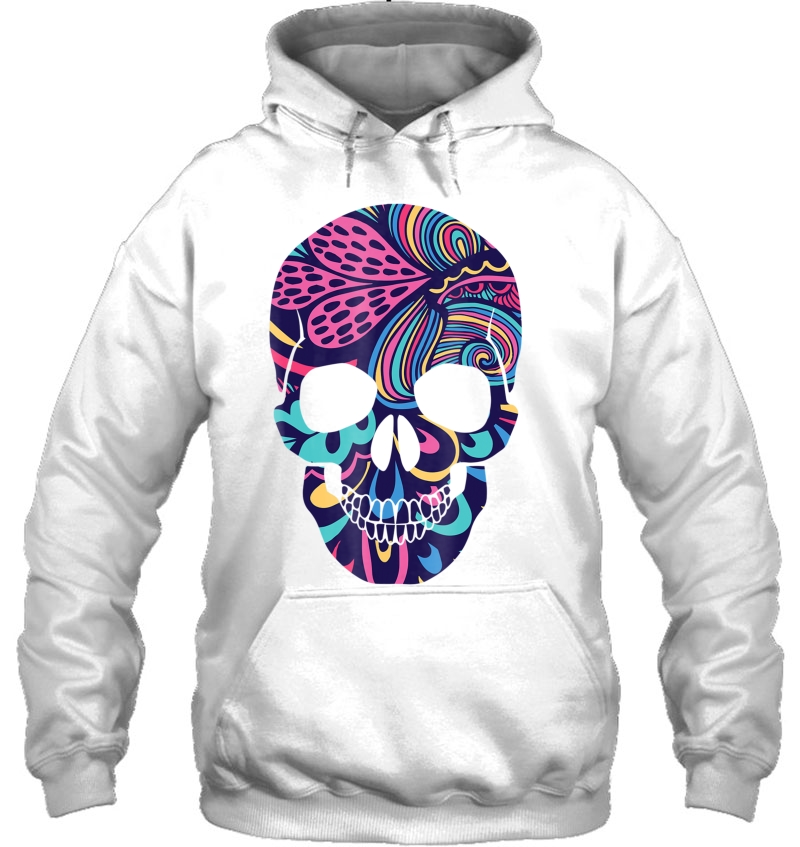 Calavera Sugar Skull Dark Flowers Mexican Holiday Hoodie