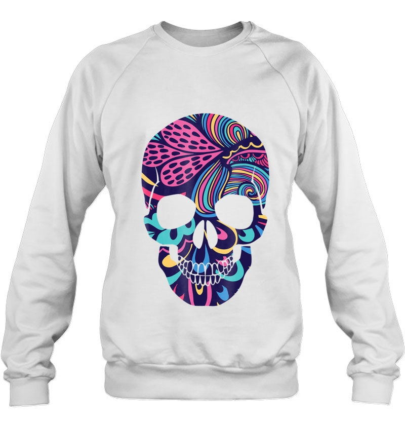 Calavera Sugar Skull Dark Flowers Mexican Holiday Sweatshirt