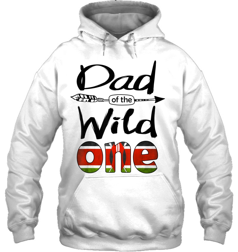 Mens White Kenyan Dad Of The Wild One Birthday Kenya Flag Hoodie