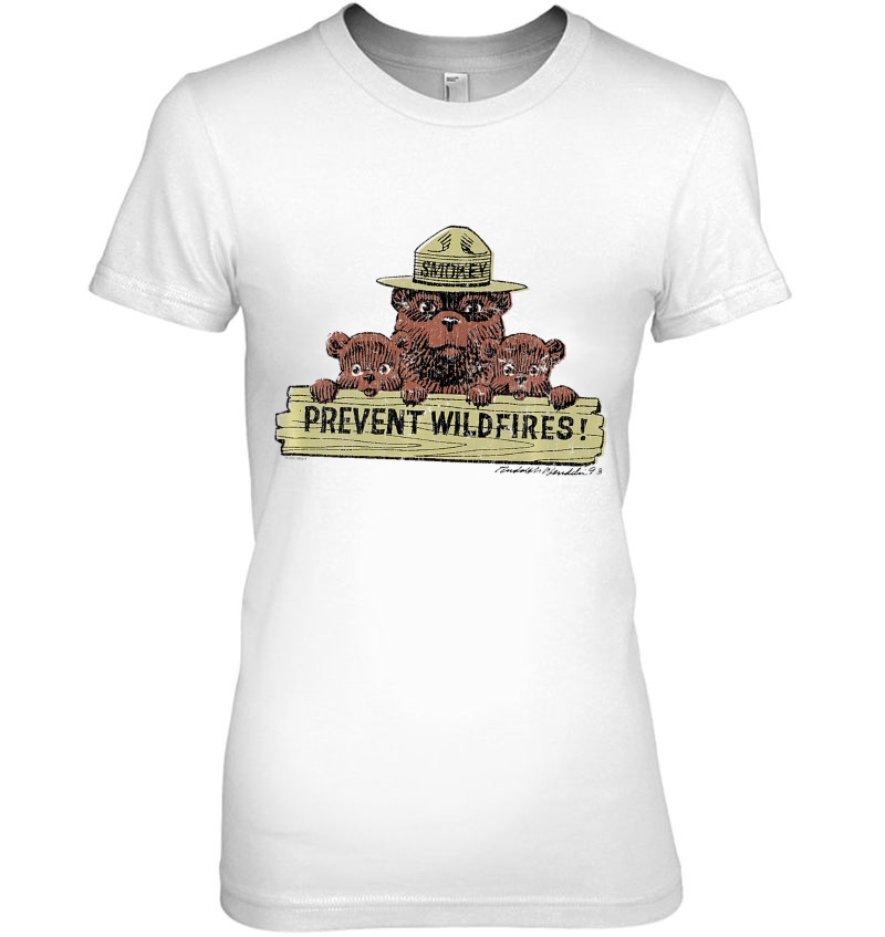 Smokey Bear Prevent Wildfires Sign With Cubs Premium Ladies Tee