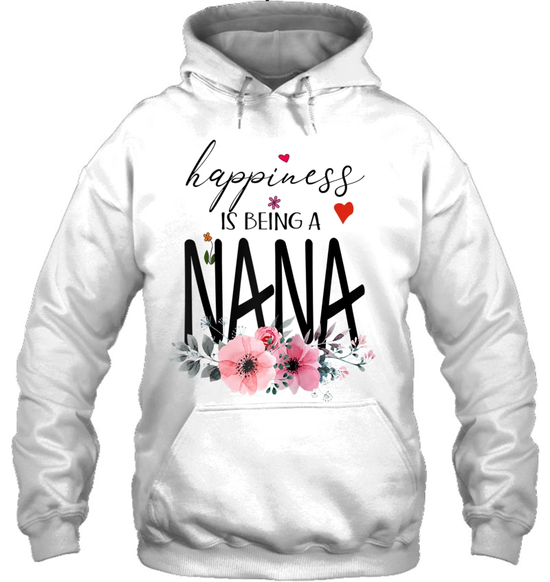 Woman Mom Happiness Is Being A Nana Flower Ar Raglan Baseball Tee Mugs