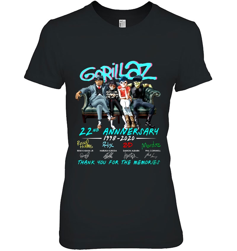 Gorillaz 22nd Anniversary Thank You For The Memories Ladies Tee