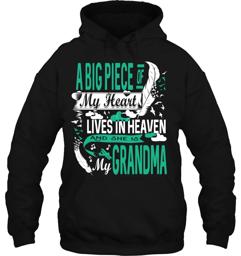 Big Piece Of My Heart Lives In Heaven Shirt Grandma Memorial Mugs