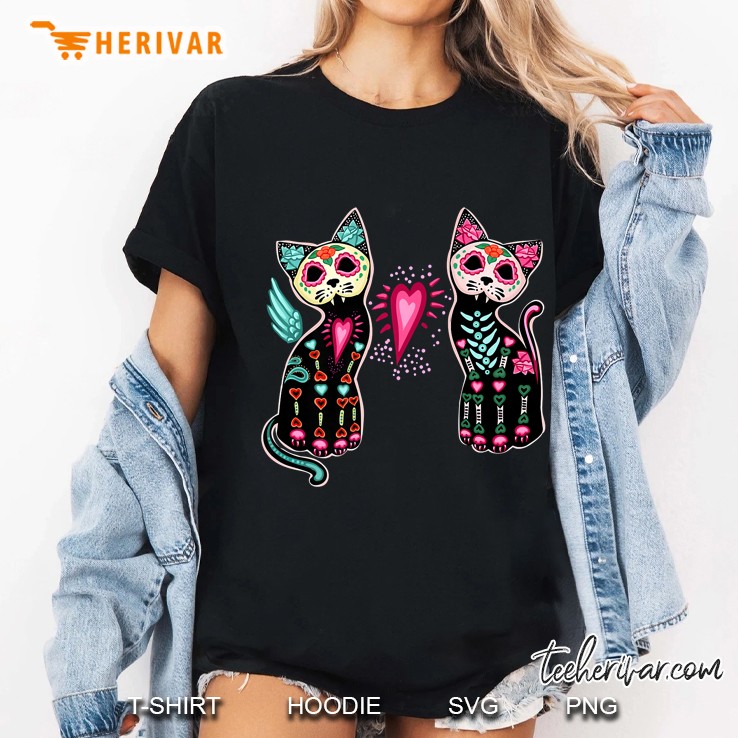 Day Of The Dead Cats Cat Lovers Dia De Los Muertos Gifts Premium Ladies Tee