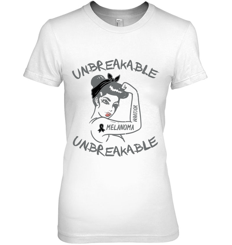 Ms Unbreakable Melanoma Skin Cancer Awareness Ribbon Women Ladies Tee
