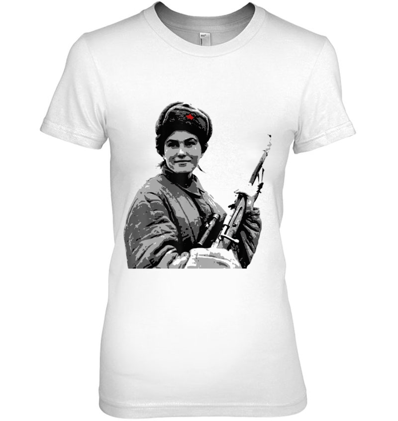 Russian Female Sniper Ww2 Vintage Poster Ladies Tee