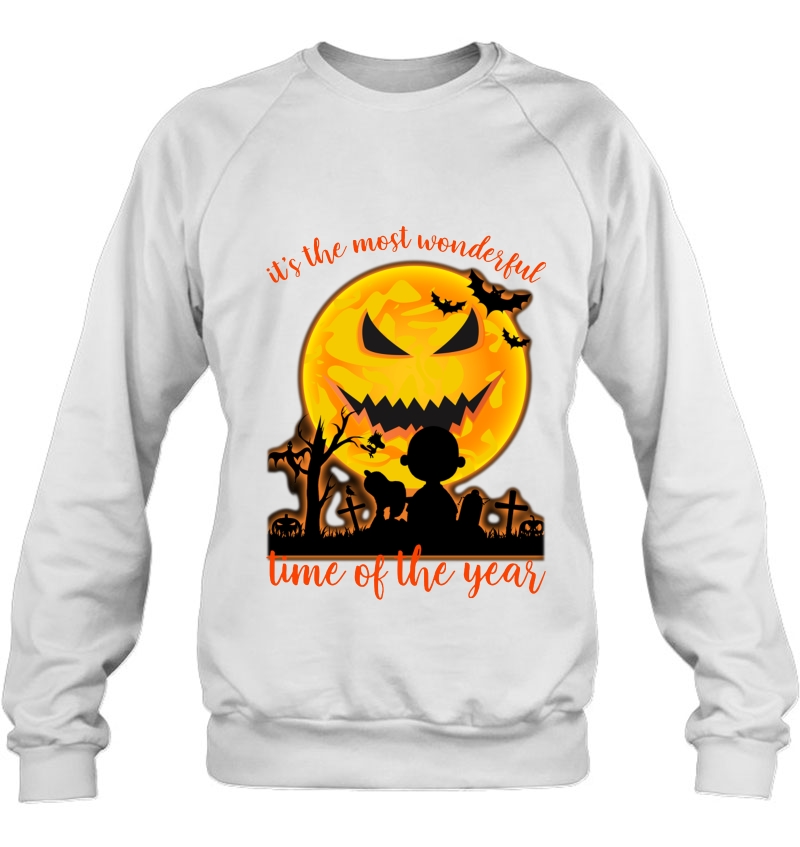It's The Most Wonderful Time Of The Year Snoopy And Charlie Brown Halloween Moon Sweatshirt