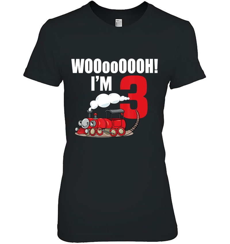 3Rd Birthday Boy Wooooh! I Am 3 Train Bday Shirt Ladies Tee
