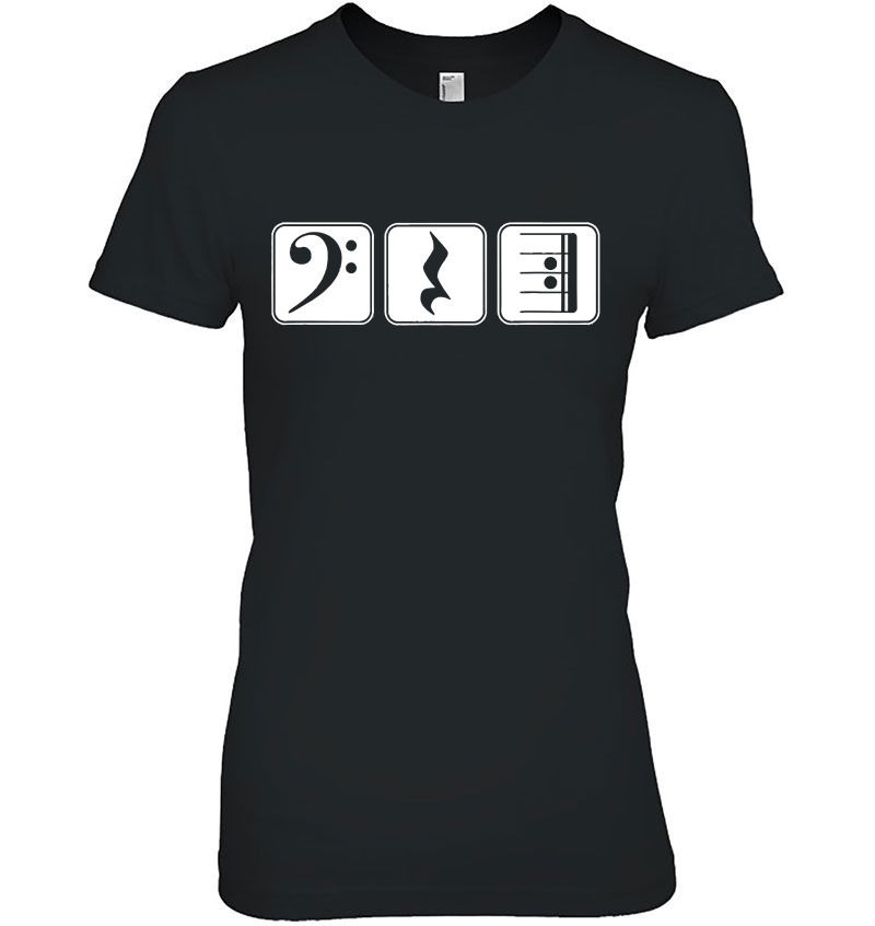 Bass Clef Play Rest Repeat Music Symbols Ladies Tee