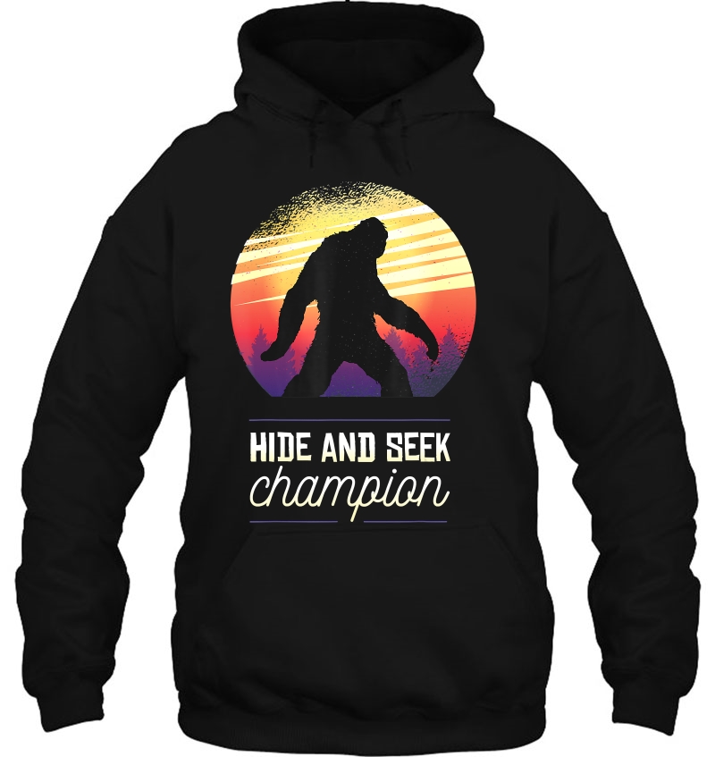 Bigfoot Hide And Seek Champion Funny Retro Vintage Style Hoodie