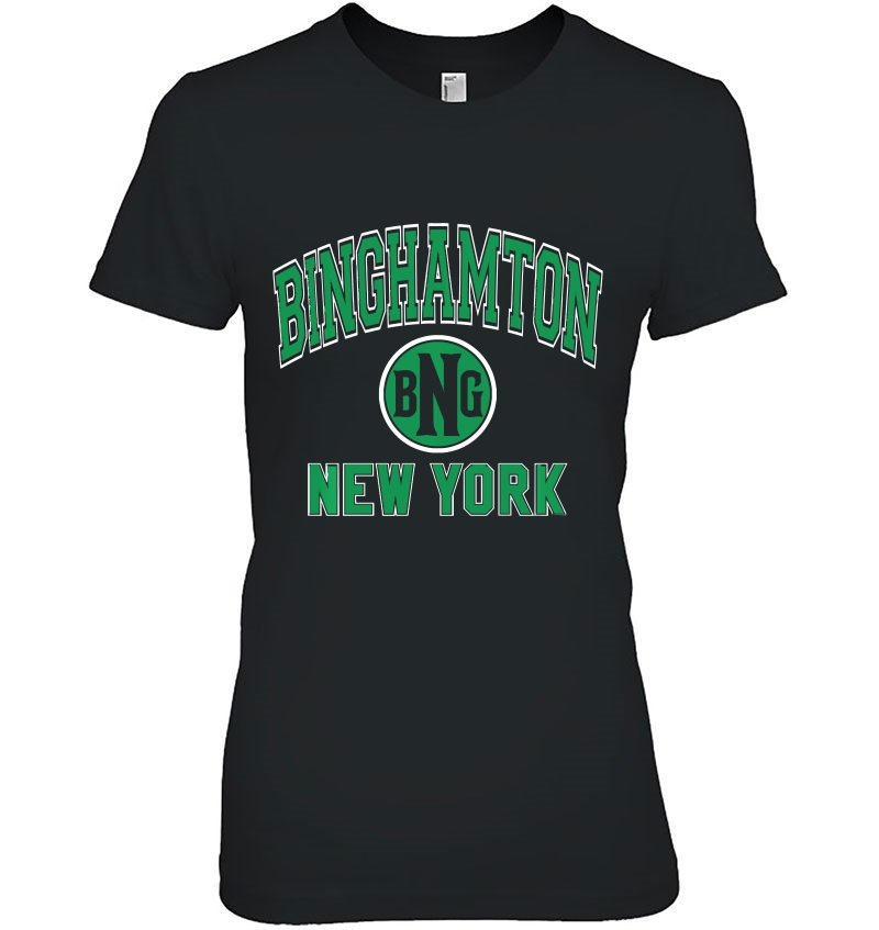 Binghamton Bng Varsity Style Green Print Pullover Ladies Tee