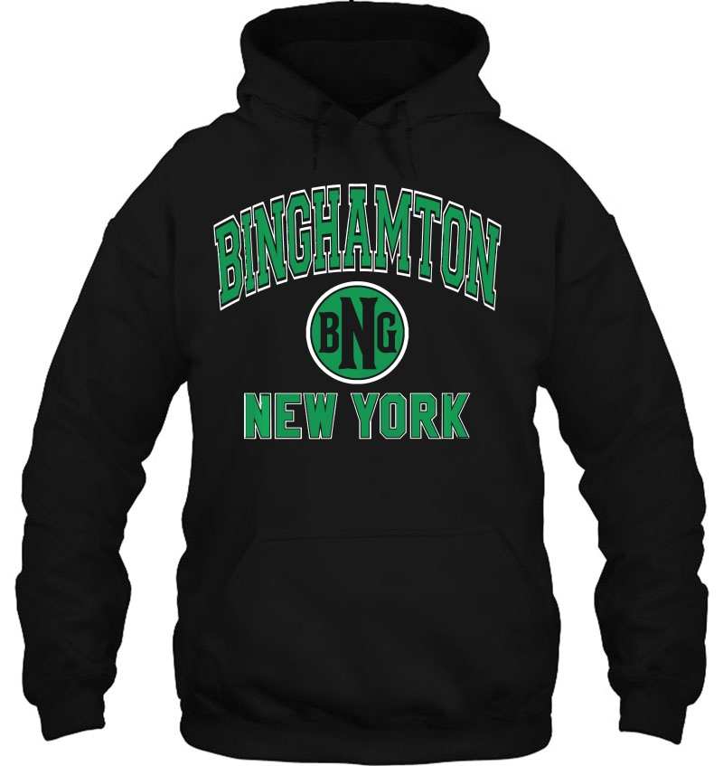 Binghamton Bng Varsity Style Green Print Pullover Hoodie
