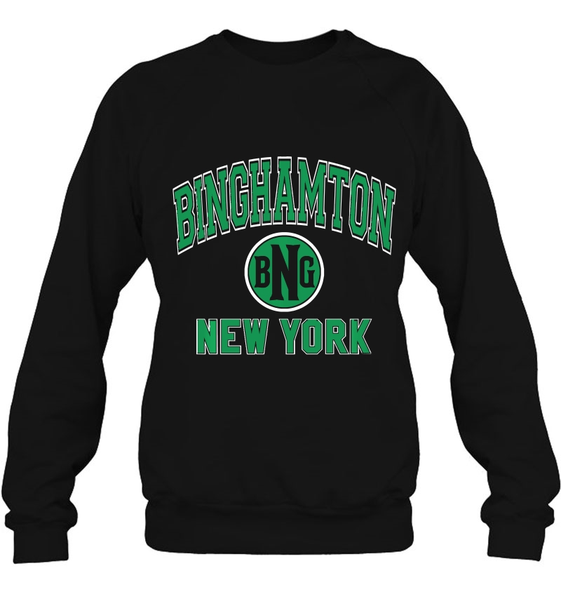 Binghamton Bng Varsity Style Green Print Pullover Sweatshirt