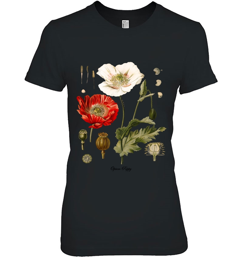 Botanical Tees Opium Red Poppy Flower Botany Hoodie