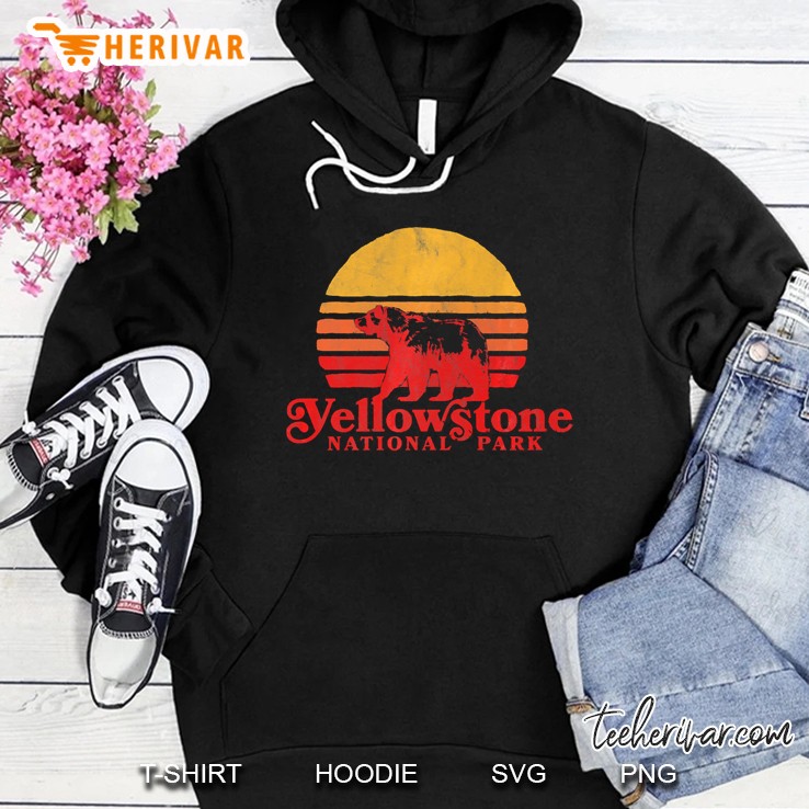Retro Yellowstone National Park Shirt - Bear & Vintage Sun Hoodie