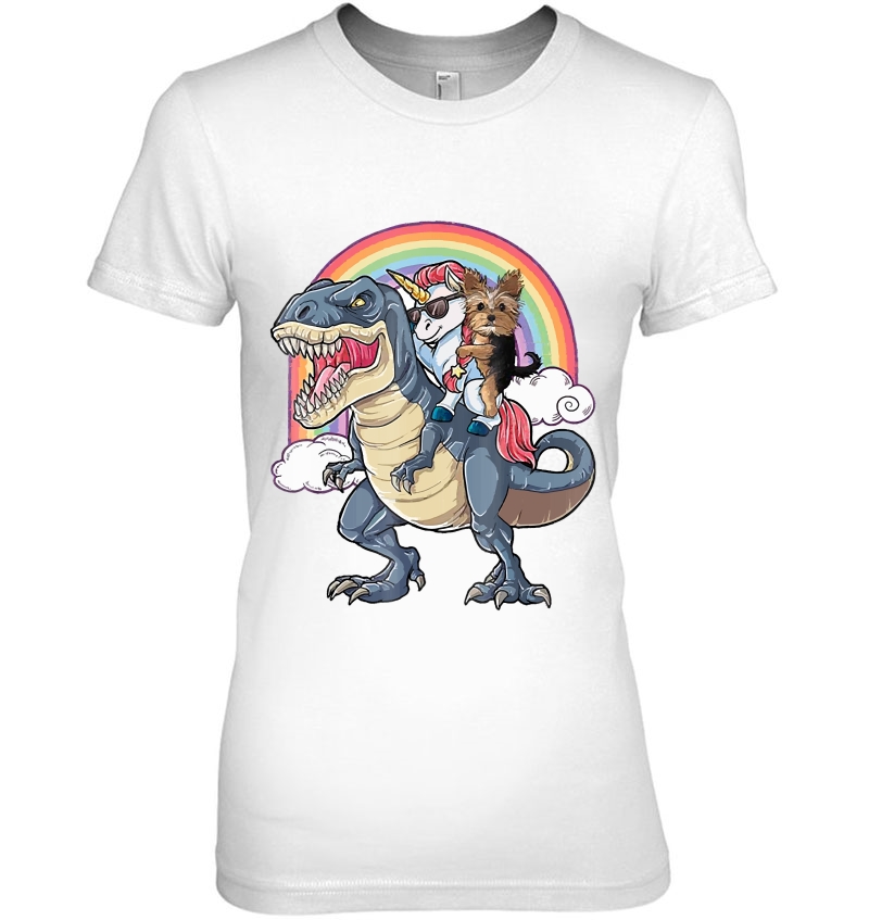 Yorkshire Terrier And Unicorn Ride T-Rex Like Boss Shirt T-Shirts ...
