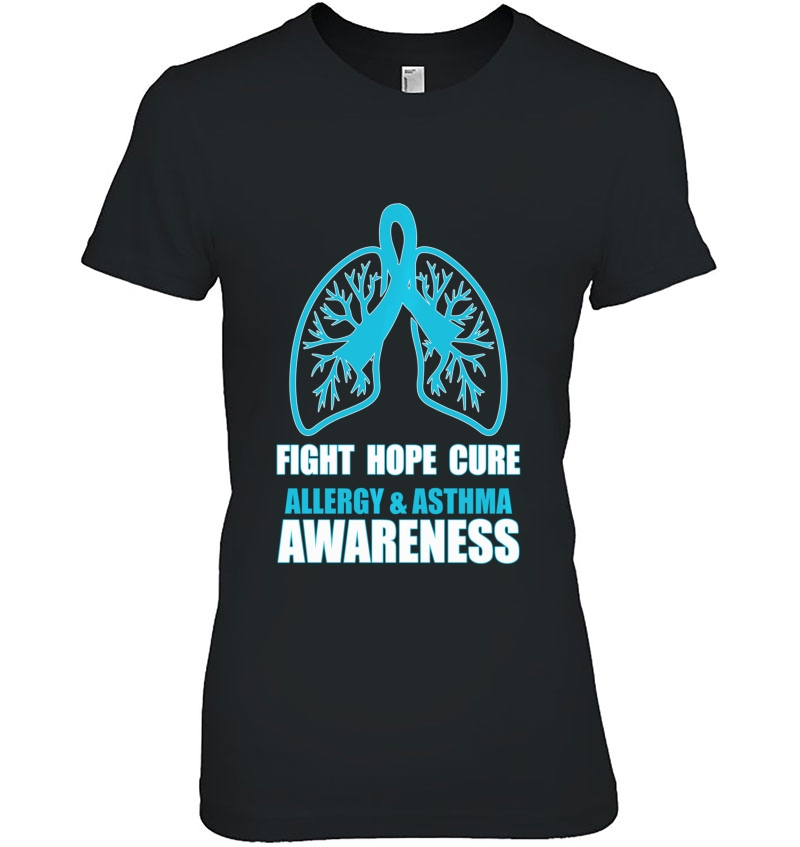 Allergy Asthma Awareness Light Blue Ribbon Support Fight Hoodie