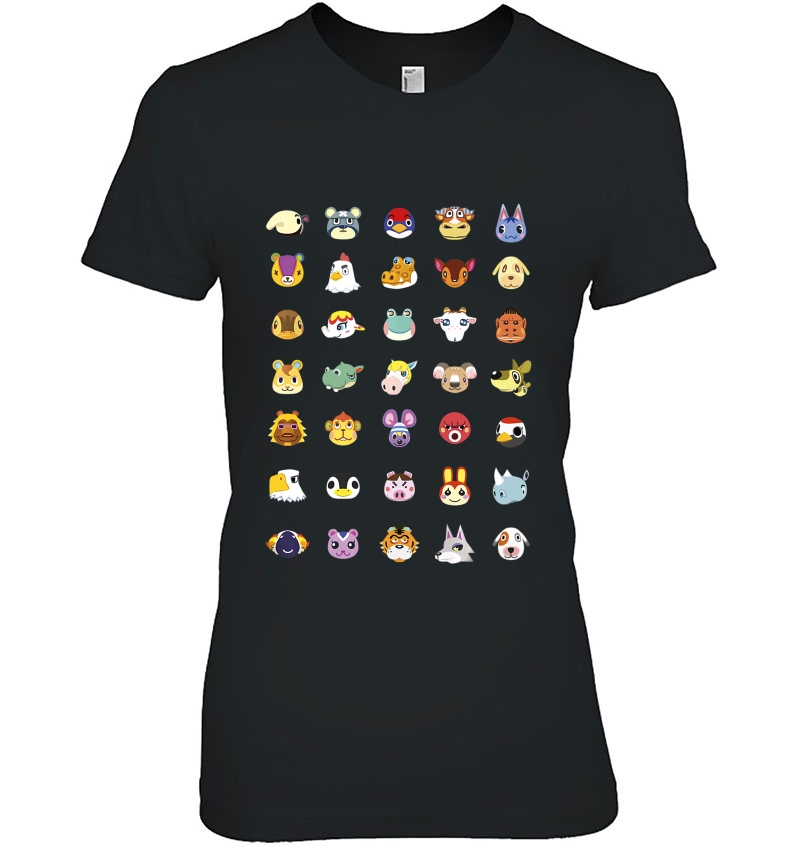 Animal Crossing New Horizons Group Shot Character Faces Premium Hoodie