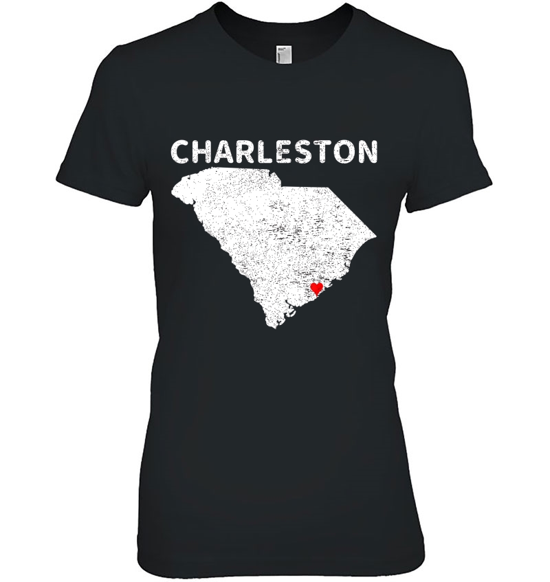 Charleston South Carolina Sc Map Love Heart Retro Vintage Hoodie