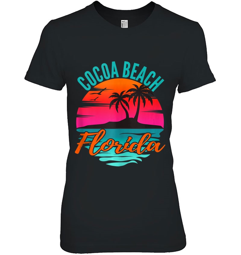 Cocoa Beach Florida Palm Tree Island Pink Sunset Tank Top Hoodie