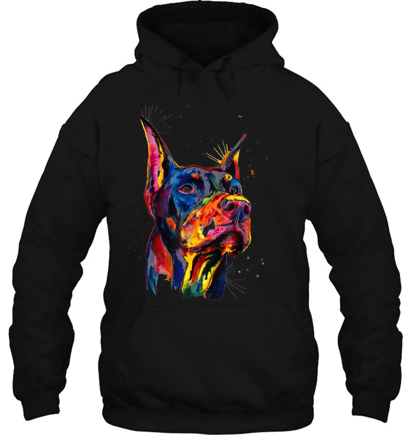 Colorful Doberman Dog Love-R Dad Mom, Boy Girl Funny Hoodie