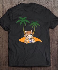 Cute Chibi Style Kawaii Anime Girl On The Beach Tee