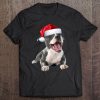 Cute Pit Bull Shirt Santa Hat Image Funny Dog Christmas Gift Tee