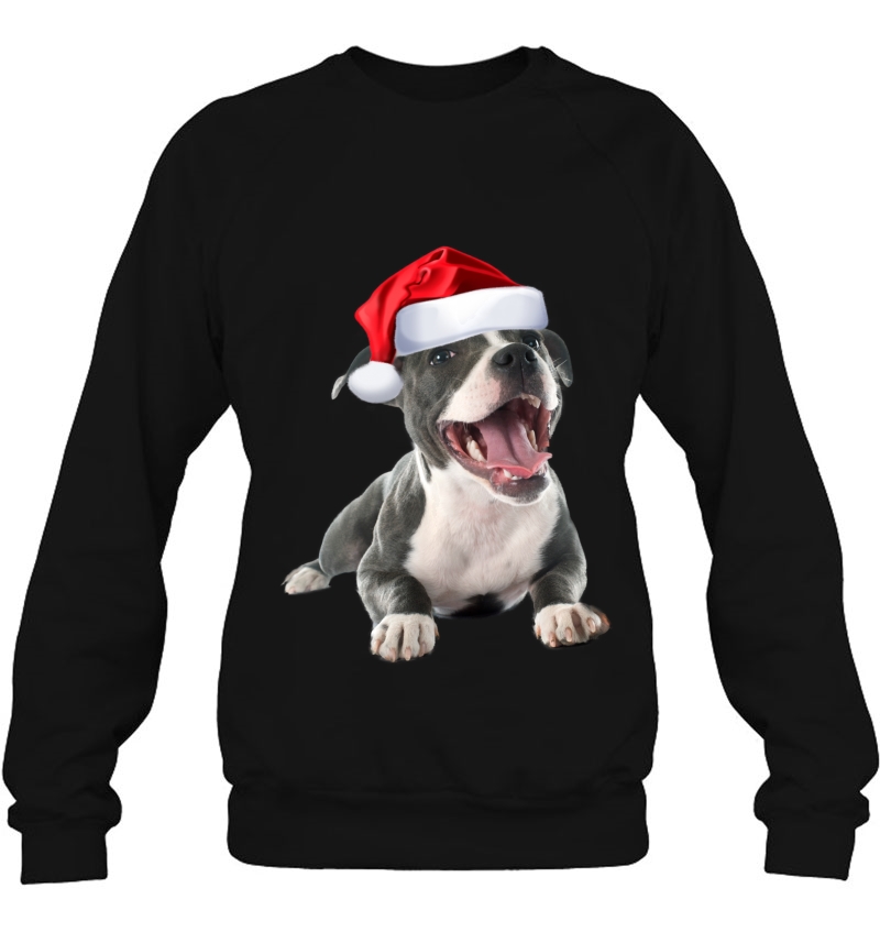 Cute Pit Bull Shirt Santa Hat Image Funny Dog Christmas Gift Mugs