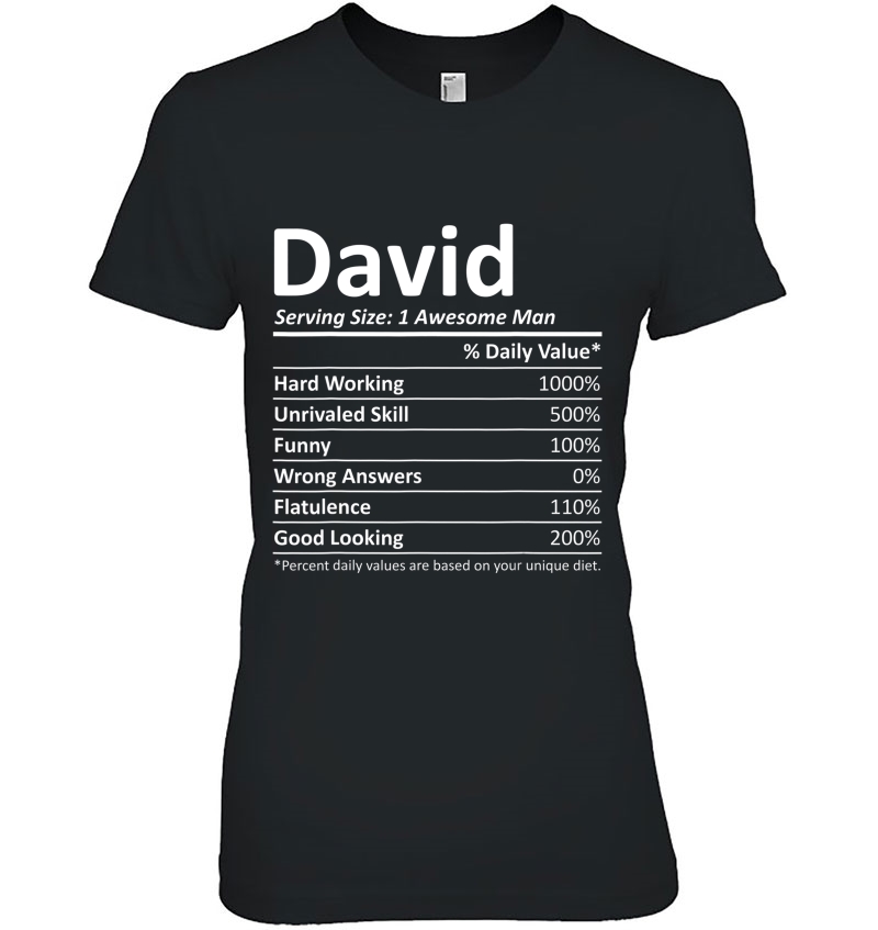 David Nutrition Funny Birthday Personalized Name Gift Idea Ladies Tee