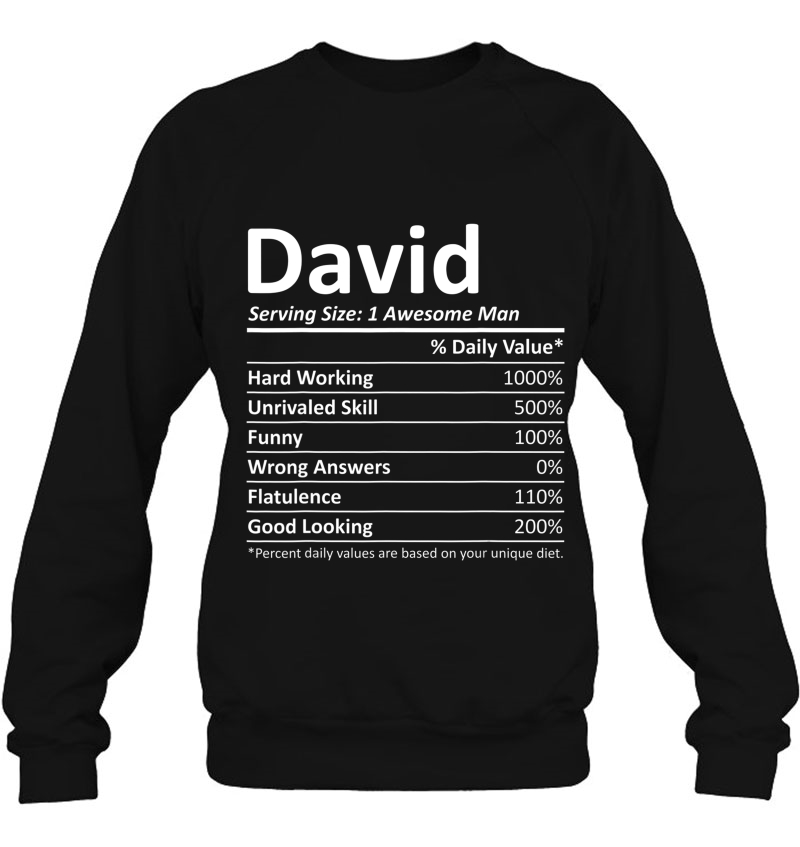 David Nutrition Funny Birthday Personalized Name Gift Idea Sweatshirt