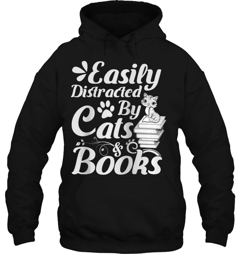 Easily Distracted By Cats & Books Funny Book Reader Reading Raglan Baseball Tee Mugs