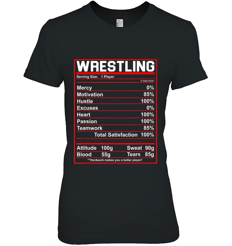 Funny Wrestling Nutrition Facts Women Men Wrestler Ladies Tee
