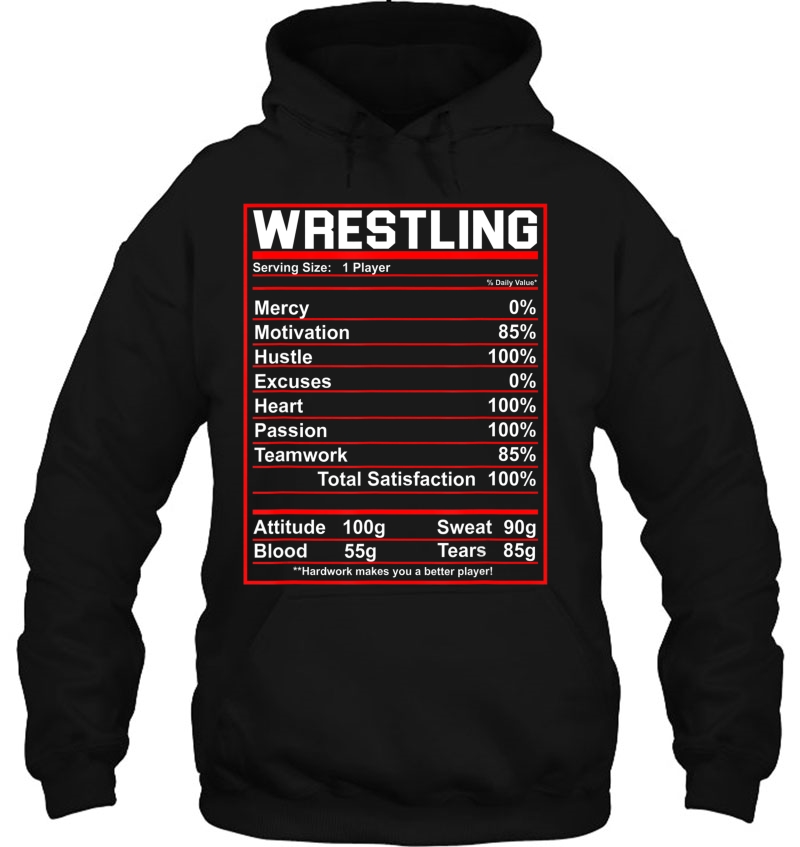Funny Wrestling Nutrition Facts Women Men Wrestler Hoodie