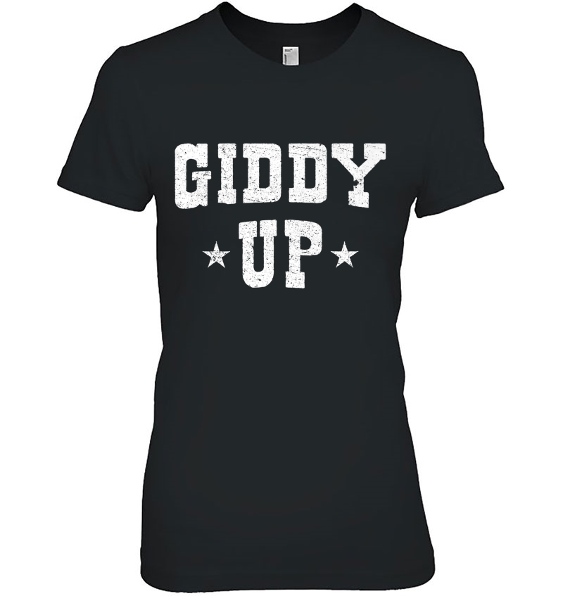 Giddy Up Cowboy, Cowgirl White Vintage Retro Rodeo Gift Idea Premium Ladies Tee