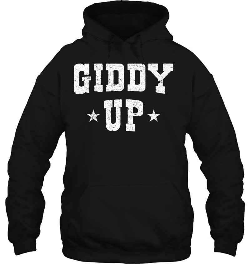 Giddy Up Cowboy, Cowgirl White Vintage Retro Rodeo Gift Idea Premium Hoodie