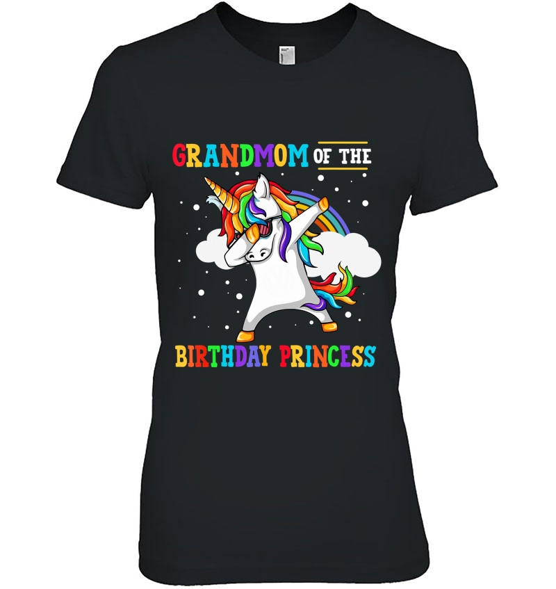 Grandmom Of The Birthday Princess Unicorn Girl Ladies Tee