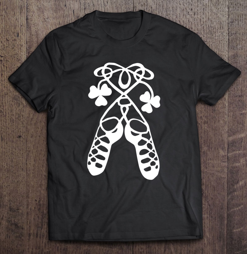 Irish Dance Girls Soft Shoes Ghillies Lucky Feis Shamrocks Shirt