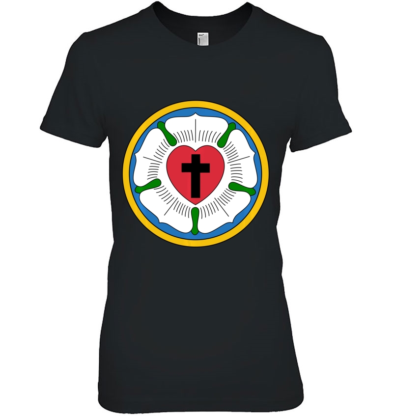 Lutheran 95 Theses Martin Luther Rose Reformation Concords Ladies Tee