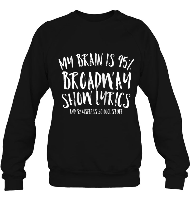 My Brain Is 95 Broadway Lyrics Funny Theatre Acting Gift Raglan Baseball Tee Mugs